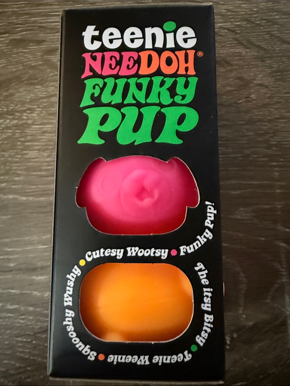 Needoh Teenie Funky Pup- purple, pink, orange- NEW IN BOX